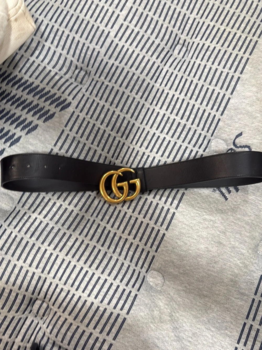 Gucci Black Leather Belt with Gold Interlocking GG Buckle